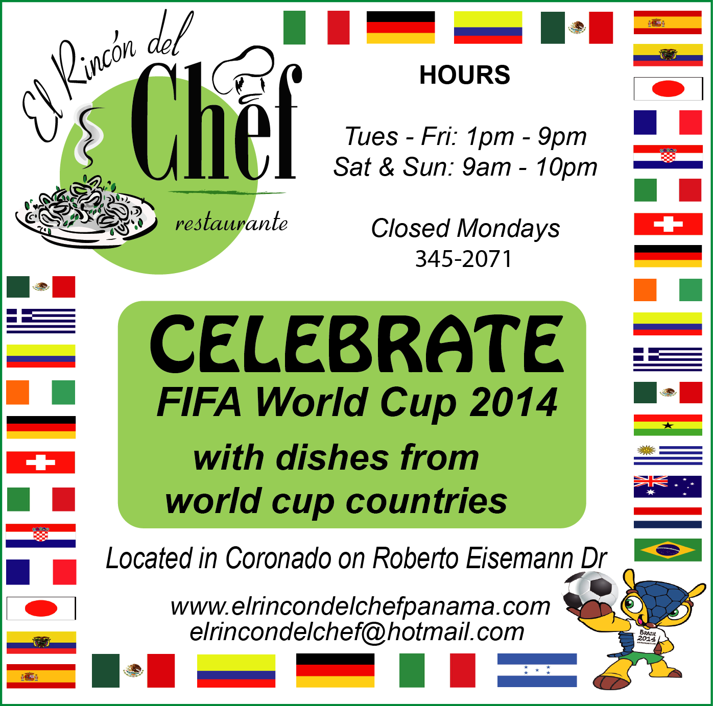 El Rincon del Chef Special Menu for FIFA World Cup Month